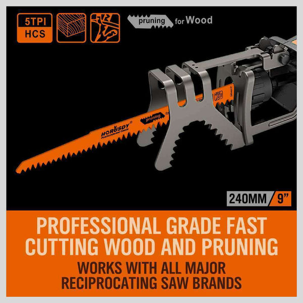 Other Saw Blades 5Pc 9" / 240Mm Reciprocating Saw Blades 5Tpi Wood Timber Pruning Tool With Case