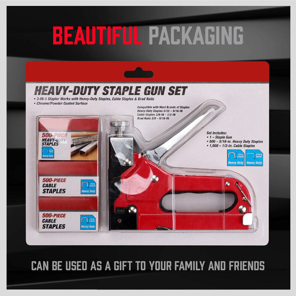 Nail & Staple Guns Heavy Duty Staple Gun Set 2In1 Stapler 1500Pc Staples Tacker Hand Fastener Tool