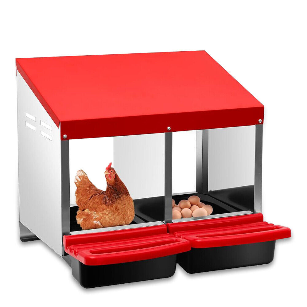 Poultry Cages Vaka Chicken Hen Coop Hutch 2 Hole Inside Outside Roll Away Lay Egg Nesting Box