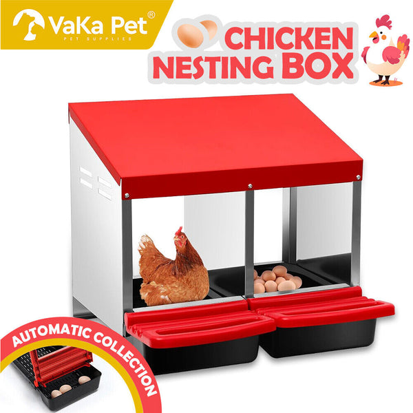 Poultry Cages Vaka Chicken Hen Coop Hutch 2 Hole Inside Outside Roll Away Lay Egg Nesting Box