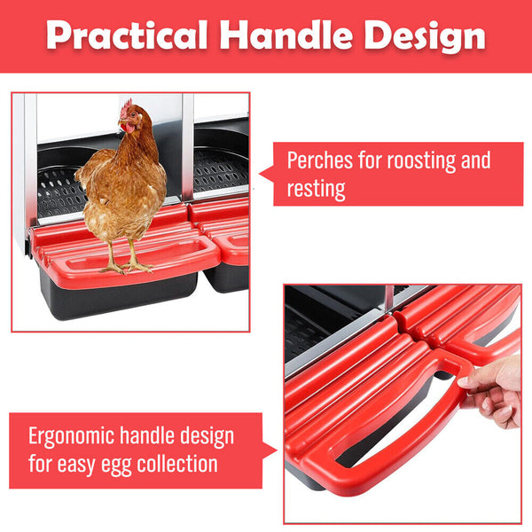 Poultry Cages Vaka Chicken Hen Coop Hutch 2 Hole Inside Outside Roll Away Lay Egg Nesting Box