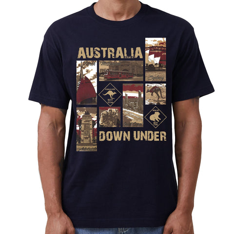 Tops 100% Cotton Australia Down Under Souvenir T Shirt Unisex Adult Iconic Tee Top, Navy