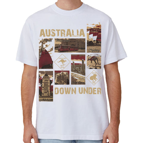 Tops 100% Cotton Australia Down Under Souvenir T Shirt Unisex Adult Iconic Tee Top, White, 3Xl