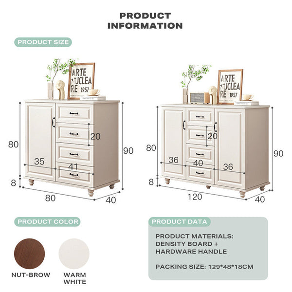 Dressers & Chests of Drawers 4 Chest Of Drawers Storage Cabinet Tower Dresser Tallboy With Door Brown