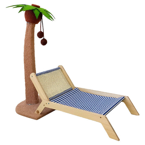 Wood Coconut Tree Lounge Chair Cat Bed Dog Scratching Post Toy Pet Nest