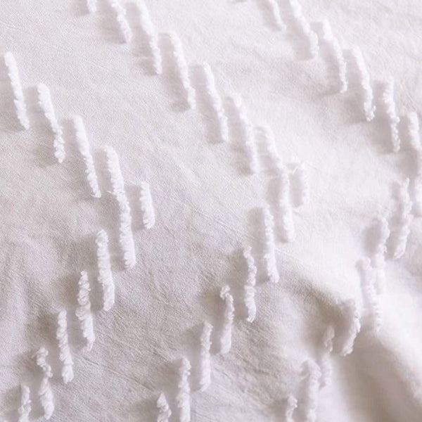 Quilt Covers Tufted Boho Wave Jacquard White Duvet Quilt Cover Set