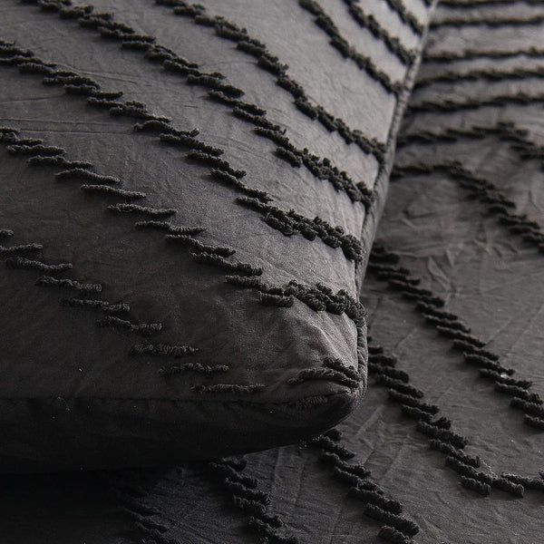 Quilt Covers Tufted Boho Wave Jacquard Black Duvet Quilt Cover Set