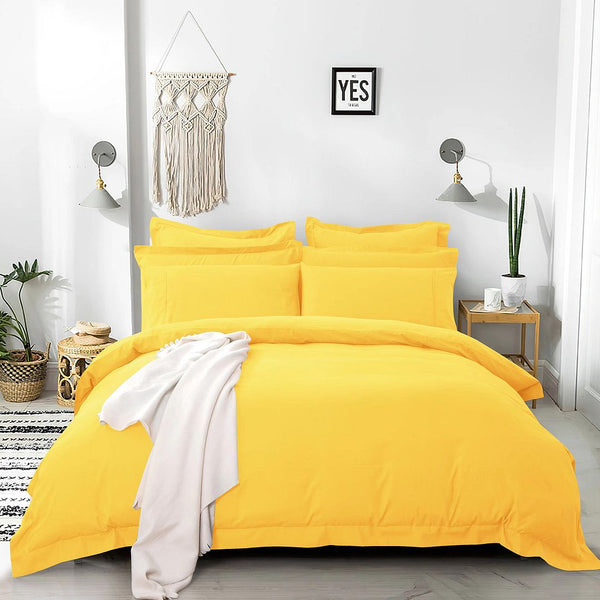 Quilt Covers Tailored 1000Tc Ultra Soft Yellow Duvet Quilt Cover Set