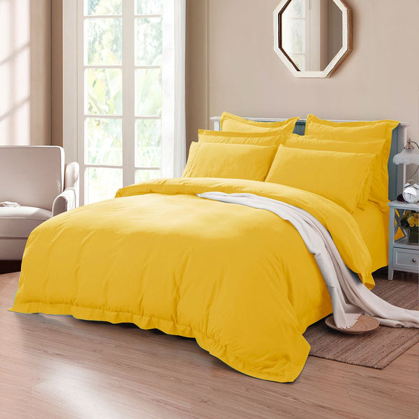 Quilt Covers Tailored 1000Tc Ultra Soft Yellow Duvet Quilt Cover Set