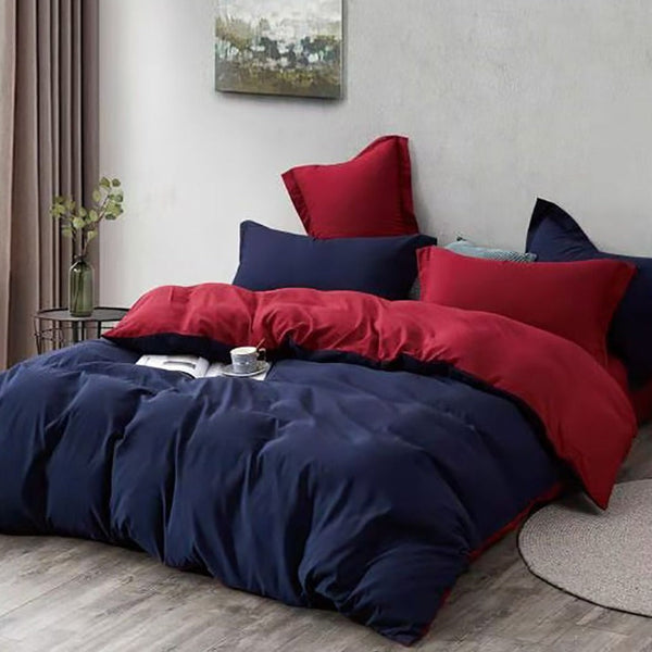 Quilt Covers 1000Tc Reversible Super King Size Blue And Red Duvet Quilt Cover Set