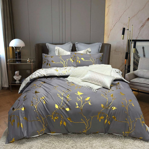 Quilt Covers Reversible Design Grey Bed Quilt/Duvet Cover Set