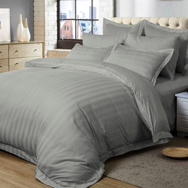 Quilt Covers 1000Tc Ultra Soft Striped Queen Size Duvet Quilt Cover Set