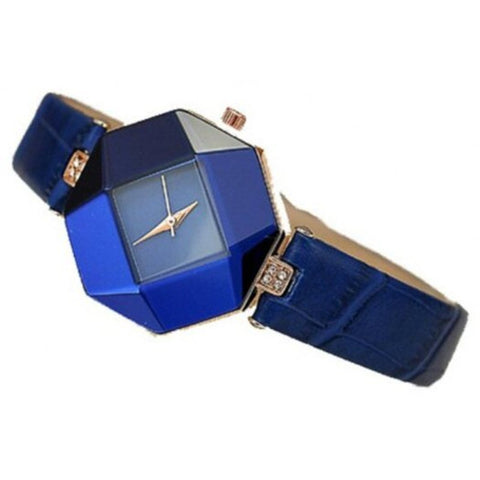 V5 Women Exquisite Artificial Crystal Leather Quartz Watch Royal Blue