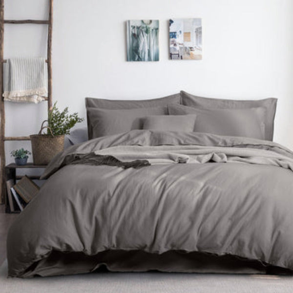 Quilt Covers Luxurious Linen Cotton Quilt Cover Set Grey