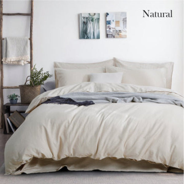 Quilt Covers Luxurious Linen Cotton Quilt Cover Set King Natural