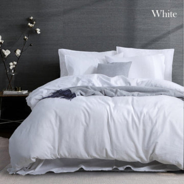 Quilt Covers Luxurious Linen Cotton Quilt Cover Set Queen White