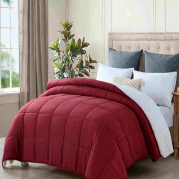 King Comforter Sets King Size Reversible Plush Soft Sherpa Comforter Quilt Red