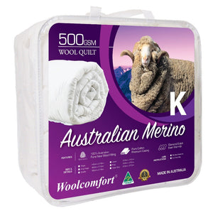 Woolcomfort Aus Made Merino Quilt 500Gsm 240X210cm King Size