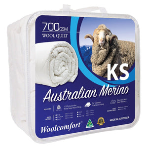 Quilt Covers Woolcomfort Aus Made Merino Quilt 700Gsm 160X210cm King Single Size