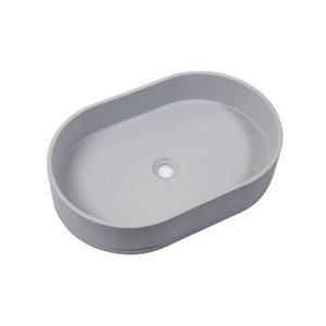 Ultra Modern Concrete Cement Wash Basin Counter Top Matte Light Gray Oval