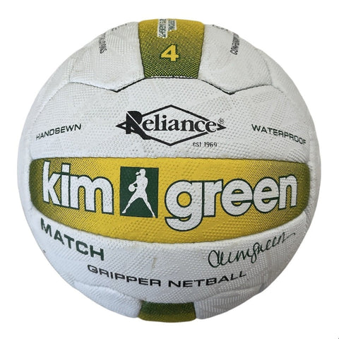 Netball Reliance Kim Green Match Gripper Hand Sewn Waterproof Ball Official Size 4