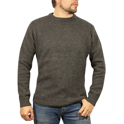 Jumpers 100% Shetland Wool Crew Round Neck Knit Jumper Pullover Mens Sweater Knitted Charcoal (29)