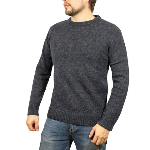 Jumpers 100% Shetland Wool Crew Round Neck Knit Jumper Pullover Mens Sweater Knitted Navy (45)