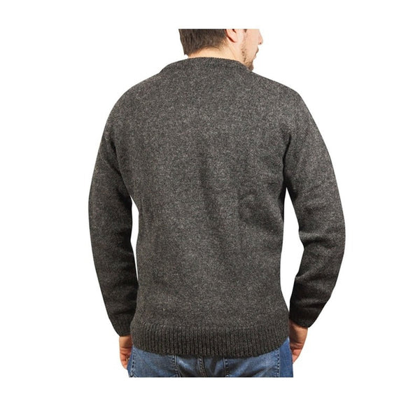 Jumpers 100% Shetland Wool V Neck Knit Jumper Pullover Mens Sweater Knitted Charcoal (29)