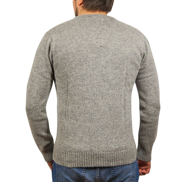 Jumpers 100% Shetland Wool V Neck Knit Jumper Pullover Mens Sweater Knitted Grey (21)