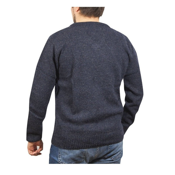 Jumpers 100% Shetland Wool V Neck Knit Jumper Pullover Mens Sweater Knitted Navy (45)