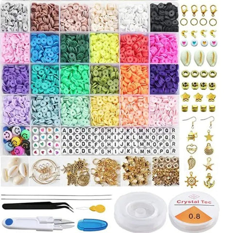 Thelicraft 6000Pcs Heishi Flat Beads For Diy Jewellery Making 24 Colours Polymer Clay Bracelet Kit Girls