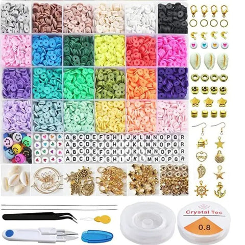 Craft Beads Thelicraft 6000Pcs Heishi Flat Beads For Diy Jewellery Making 24 Colours Polymer Clay Bracelet Kit Girls