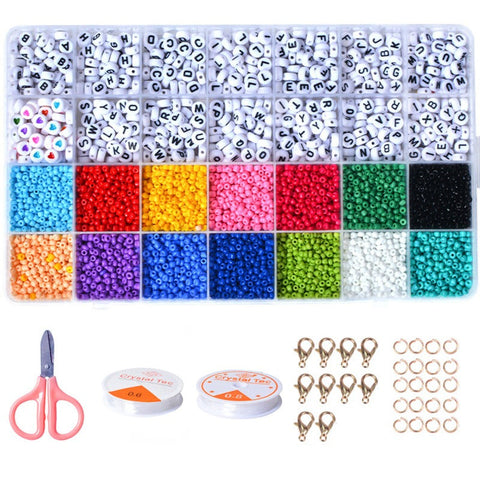 28 Grids 3Mm 4500Pcs Acrylic Seed Beads Craft Kit With A-Z Letter For Jewellery Making