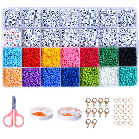 Craft Beads 28 Grids 3Mm 4500Pcs Acrylic Seed Beads Craft Kit With A Z Letter For Jewellery Making