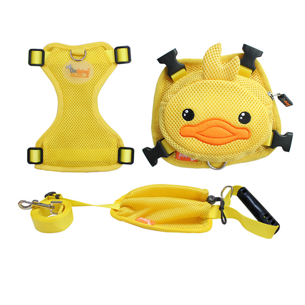 Harnesses Ondoing Pet Saddle Bag Dog Harness Backpack Hiking Traveling Outdoor Bags Cute Costume (Yellow Duck With Leash Set)M