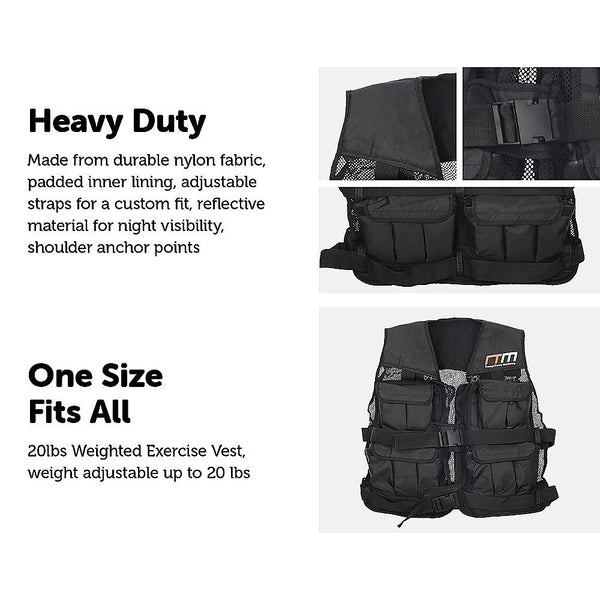 Weighted Vests 20Lbs Weighted Gym Exercise Training Sport Vest