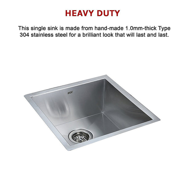 Kitchen Sinks 440X440mm Handmade Stainless Steel Undermount / Topmount Kitchen Laundry Sink With Waste