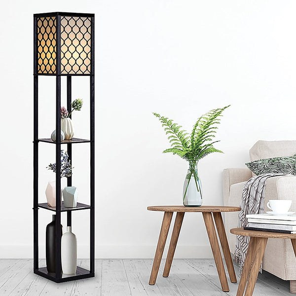 Shelf Floor Lamp - Shade Diffused Light Source With Open-Box Shelves