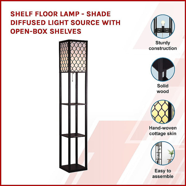 Shelf Floor Lamp - Shade Diffused Light Source With Open-Box Shelves