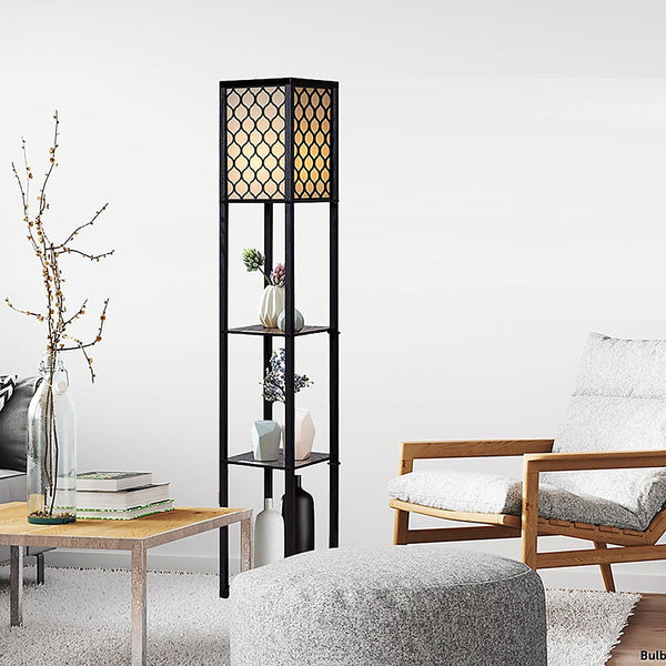 Shelf Floor Lamp - Shade Diffused Light Source With Open-Box Shelves