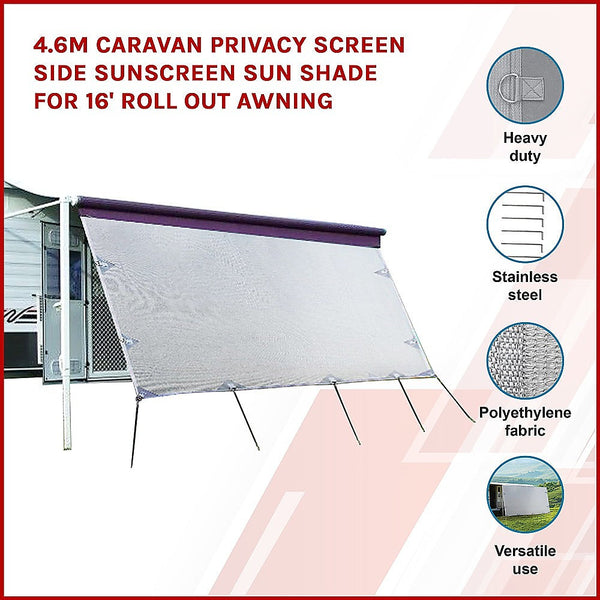 Awning & Canopy Parts 4.6M Caravan Privacy Screen Side Sunscreen Shade For 16' Roll Out Awning