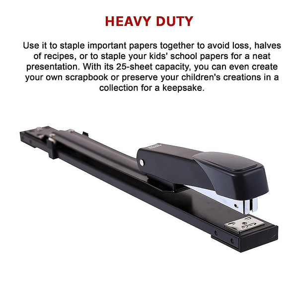 Staplers A4 A3 Long Arm Personal Office Stapler 25 Sheets Cap (1000 Staples Included)