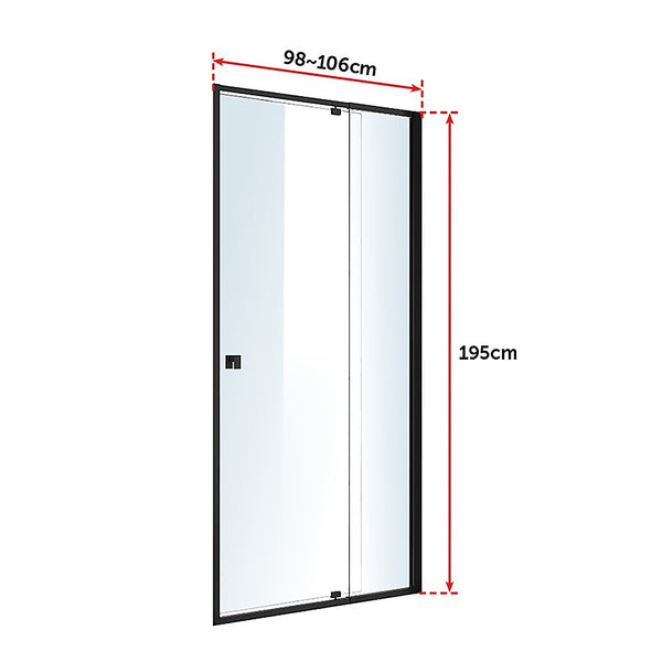 Shower Enclosures Adjustable Semi Frameless Shower Screen (98~106) X 195Cm Australian Safety Glass