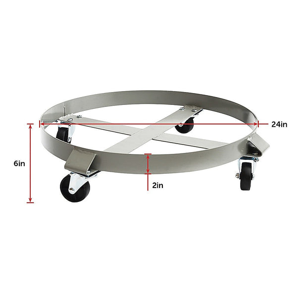 Trolleys Drum Dolly 450Kg 55 Gallon W Swivel Casters Heavy Duty Steel Frame Non Tipping