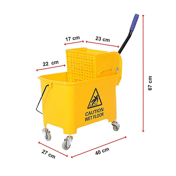 Mop & Broom Accessories 20L Deluxe Mop Wringer Bucket Side Press Janitor Commercial Cleaning