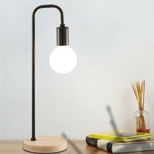 Lamps Modern Table Lamp Desk Light Timber Base Bedside Bedroom Black