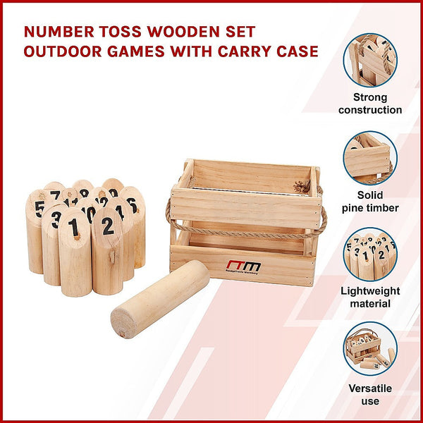 Other Outdoor Toys Number Toss Wooden Set Outdoor Games With Carry Case