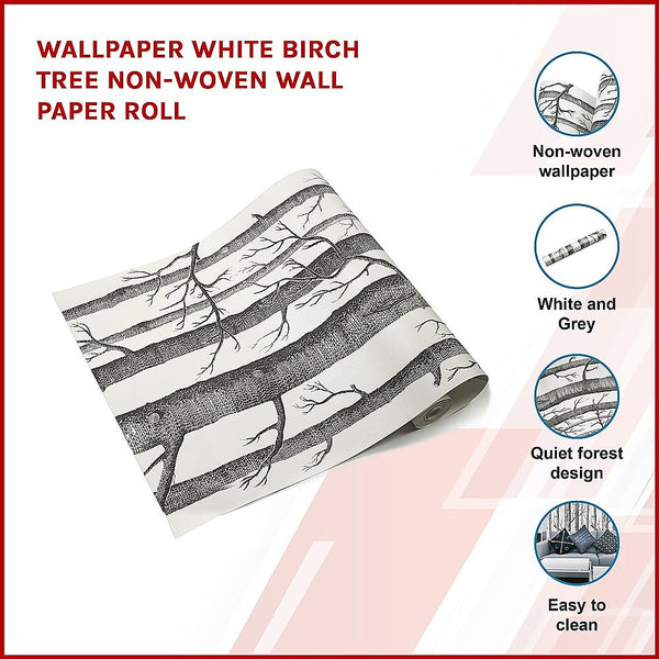 Wallpaper Rolls & Sheets Wallpaper White Birch Tree Non Woven Paper Roll