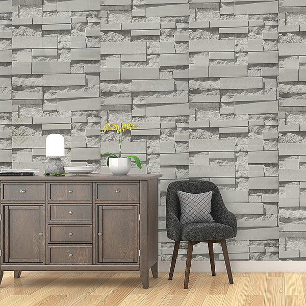 Wallpaper Brick Pattern 3D Textured Non-Woven Paper Roll