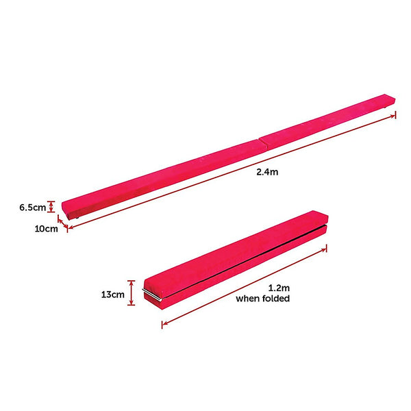 Balance Beams 2.4M (8Ft) Gymnastics Folding Balance Beam Pink Synthetic Suede